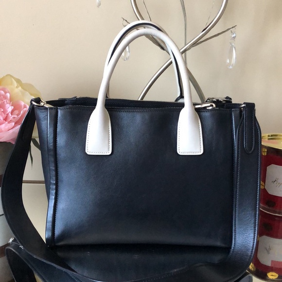 PRADA Leather Black/ White GRACE LUX 1BA175 Tote - Picture 5 of 14